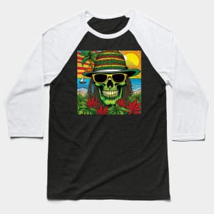 Reggae Music - Jamaican Stoner Skull 13 Baseball T-Shirt